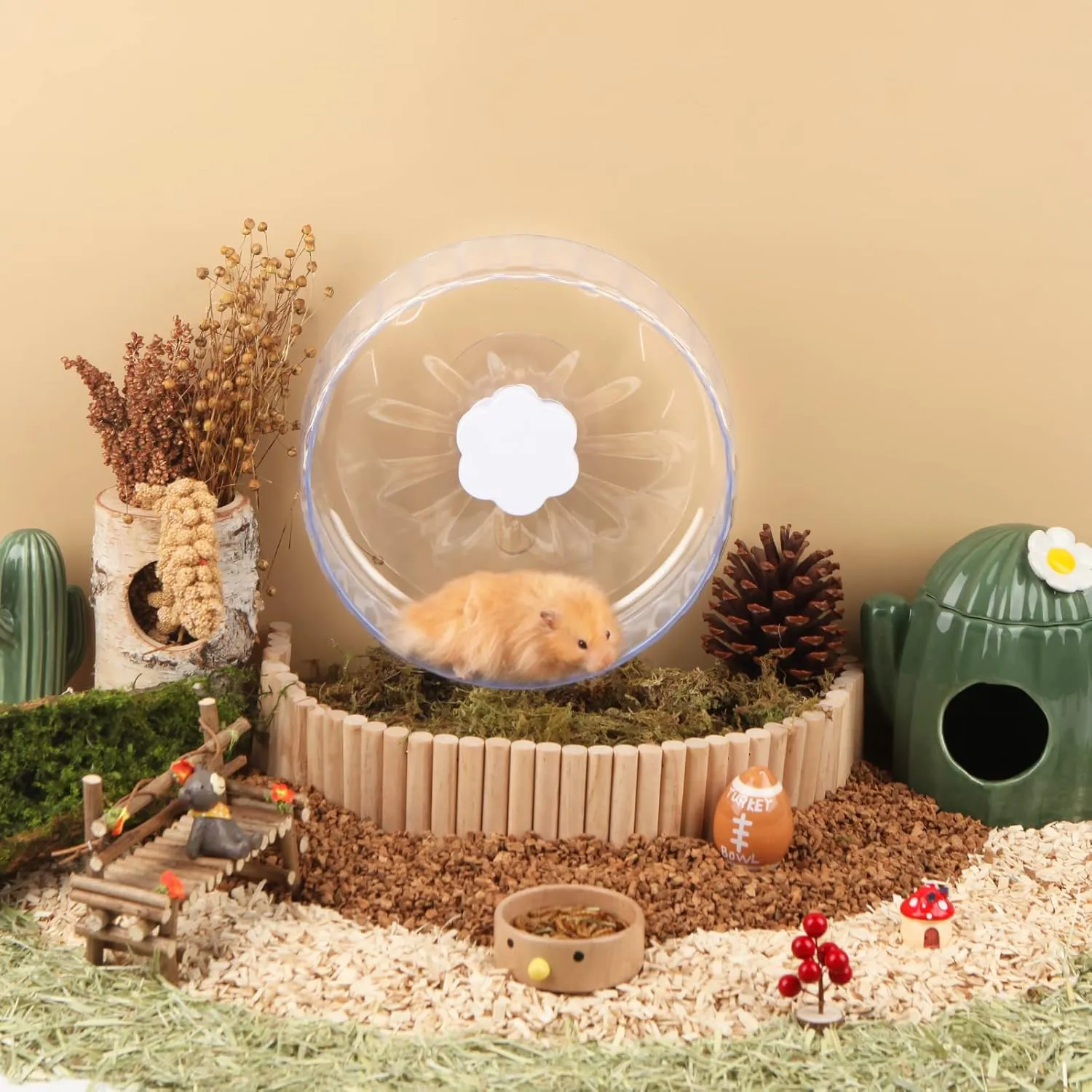 BUCATSTATE Hamster Wheel Super Silent 10.2 Inches, Quiet Spinner Running & Exercise Wheel with Adjustable Stand for Small Animals Gerbils, Dwarf Hamster, Lemmings, Cage Accessories