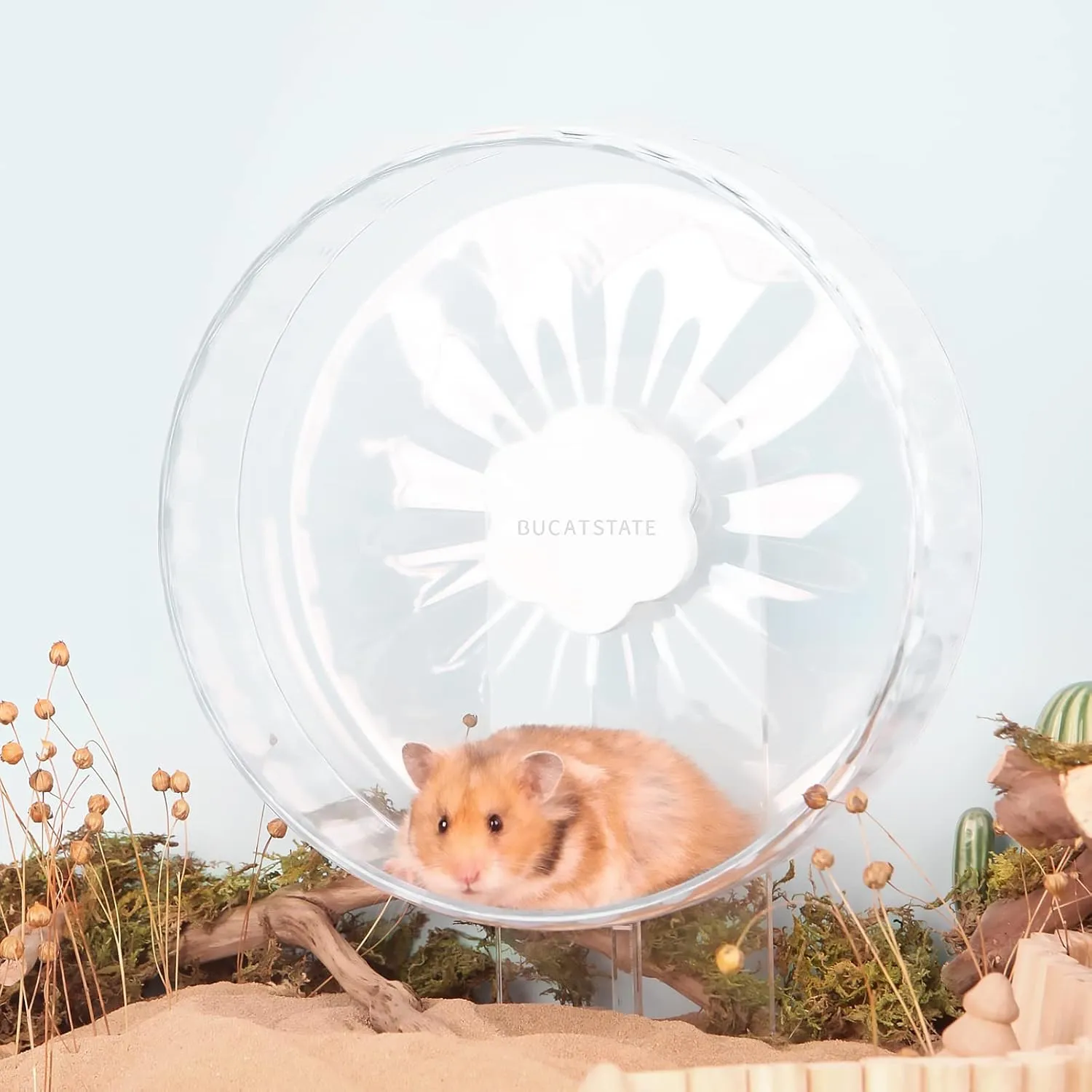 BUCATSTATE Hamster Wheel Super Silent 10.2 Inches, Quiet Spinner Running & Exercise Wheel with Adjustable Stand for Small Animals Gerbils, Dwarf Hamster, Lemmings, Cage Accessories