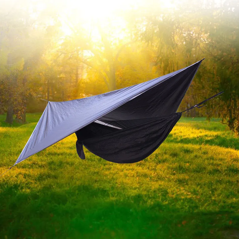 Camping Hammock Canopy Set Quickly Open Mosquito Net Polyester Checked Cloth