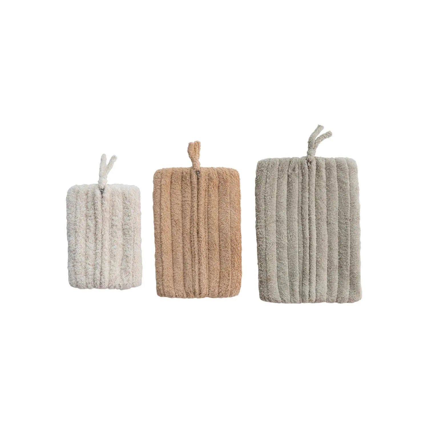 Creative Co-op Quilted Cotton Terry Zip Pouches with Cotton Lining