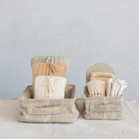 Creative Co-op Quilted Cotton Terry Zip Pouches with Cotton Lining