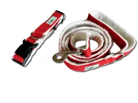 Dog Collar Leash Set: Adjustable Hemp Collar and Leash (Red)