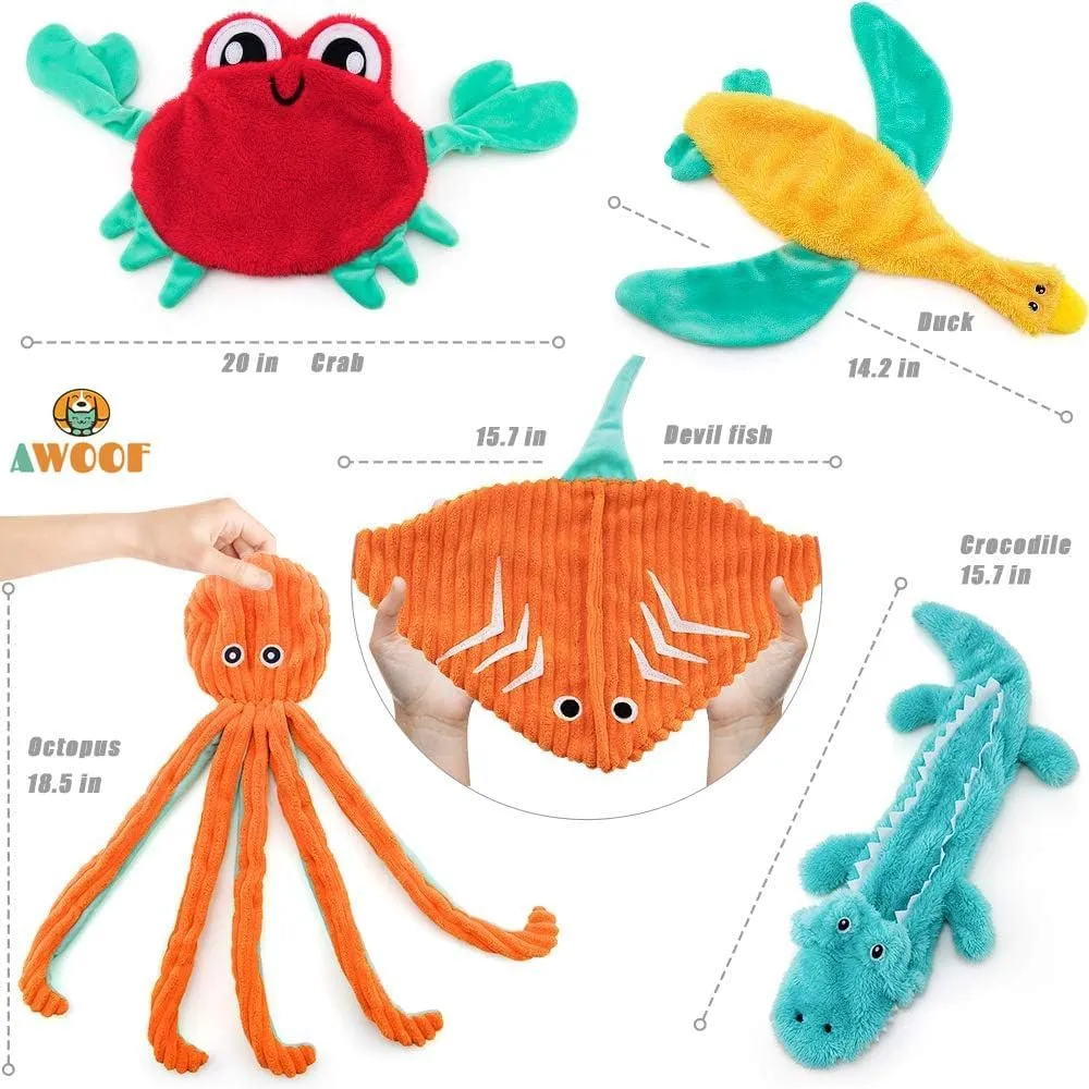 Dog Toys No Stuffing, 5 Pack Dog Squeaky Toys Set Durable Dog Chew Toy for Pets Entertaining Toys Puppy Small Medium Large Dog