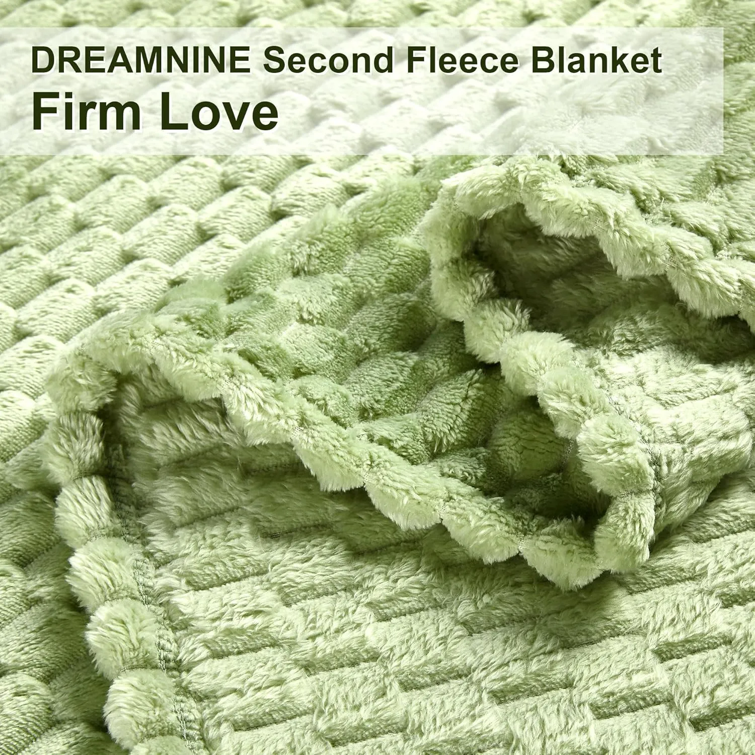 DREAMNINE Decorative Soft Plush Fleece Throw Blanket for Couch Sofa 50" x 60", Luxury Shaggy Lightweight 3D Pattern Velvet Flannel Blanket for Bedroom, Solid Cute Warm Lap Blanket for Winter Pet,Green