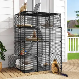 DWVO 4 Tier Large Indoor Cat Cage, DIY Pet Playpen with Hammock Detachable Dense Metal Wire for Puppy Rabbit Bunny Chinchilla Squirrel Ferret