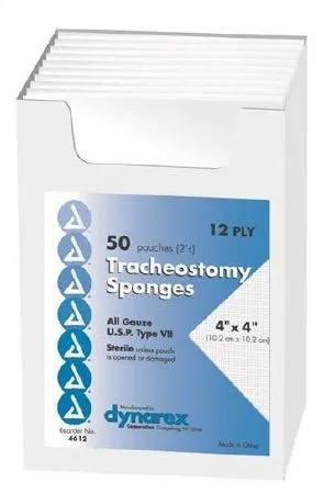 Dynarex 4612 Tracheostomy Dressing. Box of 50