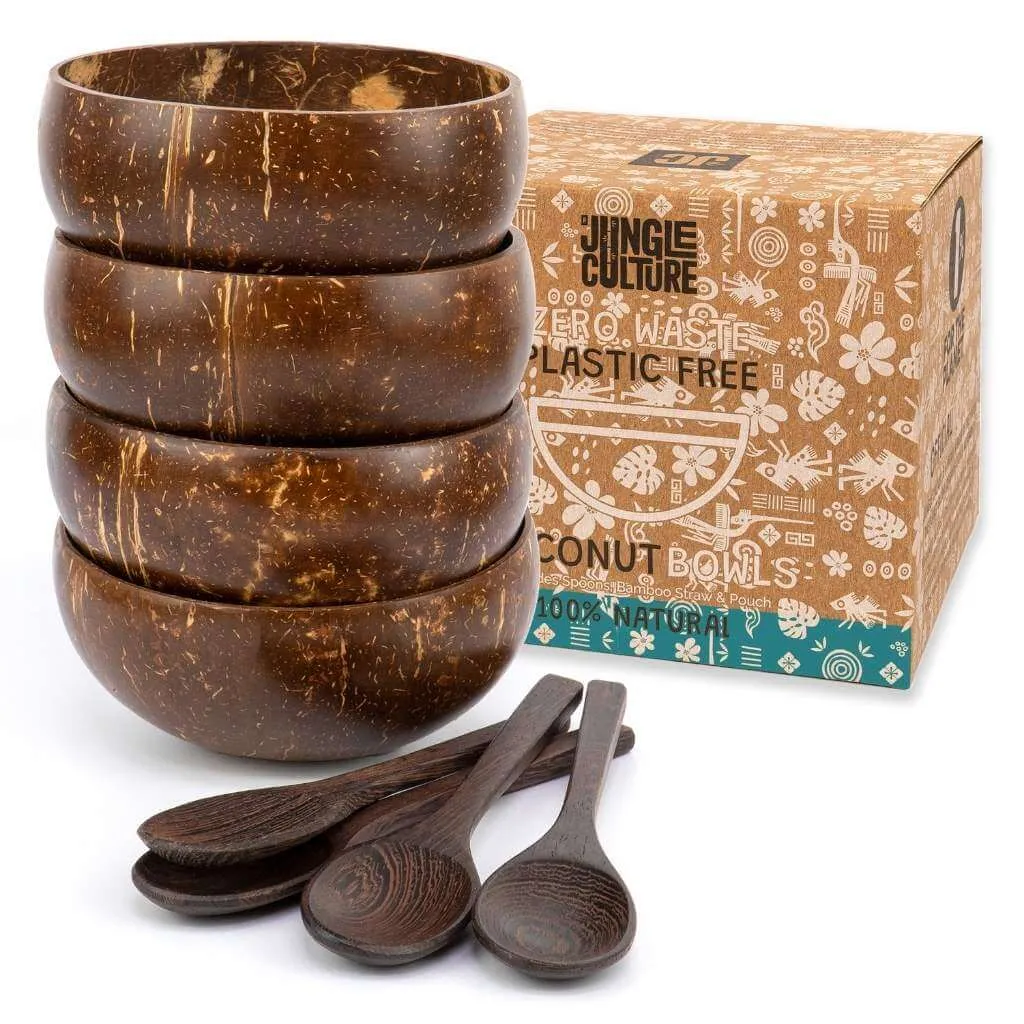 Eco-friendly Coconut Bowls & Spoons Set of 4