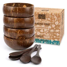 Eco-friendly Coconut Bowls & Spoons Set of 4