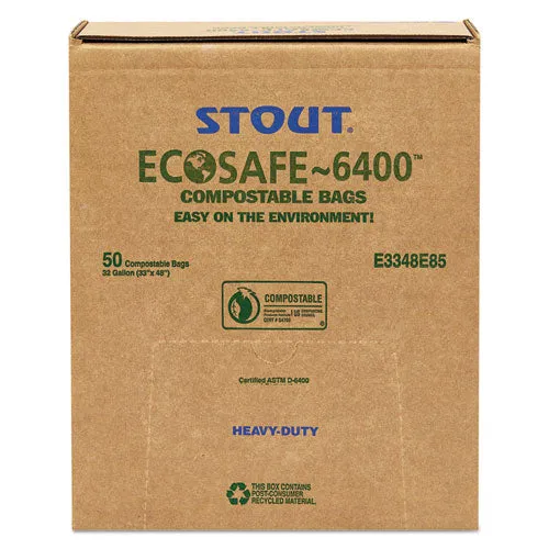 Ecosafe-6400 Bags, 32 Gal, 0.85 Mil, 33" X 48", Green, 50/box