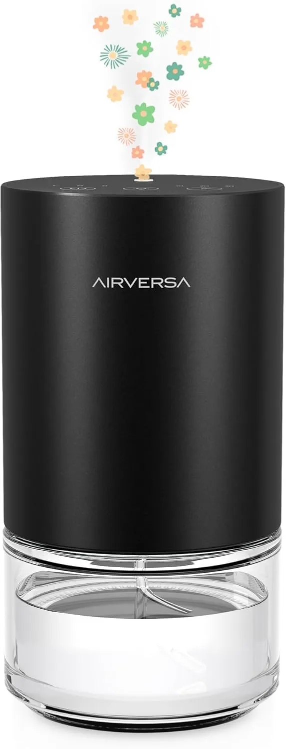 Essential Oil Diffuser Waterless Aromatherapy Diffusers for Home Large Room, Bedroom, Car, Office, Desk, Battery Operated, Small Diffuser for Pure Scent, 100mL Capacity, AN9 (Black)