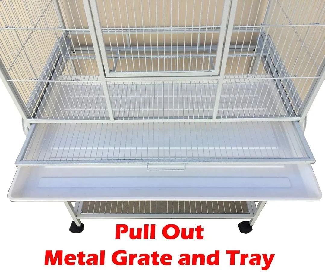 Extra Large Wrought Iron Chew-Proof 4-Levels Narrow Bar Spacing Ferret Chinchilla Squirrel Sugar Glider Rats Mices Rabbit Squirrel Hamster Cage Easy Clean Pull Out Tray with Removable Rolling Stand