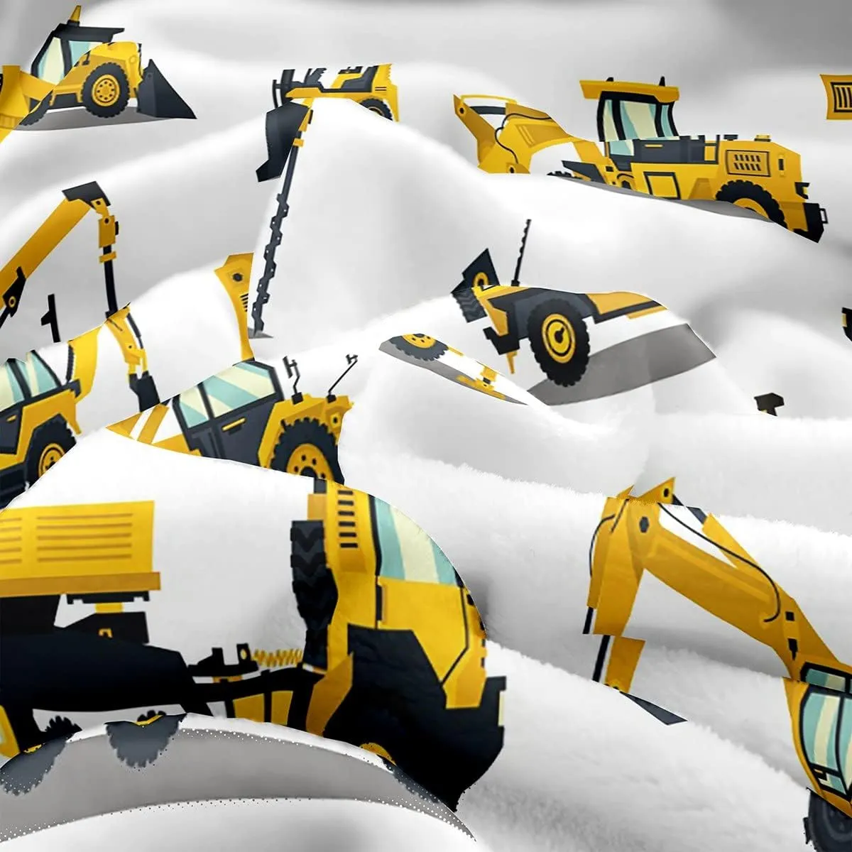 Feelyou Construction Site Fleece Throw Blanket Kids Toddler Excavator Truck Flannel Sherpa Blanket Soft Comfort Plush Blankets for Boys & Girls 60"X80"