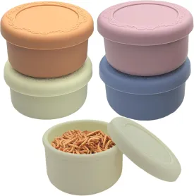 Food Storage Containers for Reptile Hamster Birds, 2OZ Silicone Small Pet Feeding Cups with Lids, Dog Home Made Meal Prep | Keep Fresh | Stackable | Leakproof | Microwave/Dishwasher/Freezer Safe-4PCS