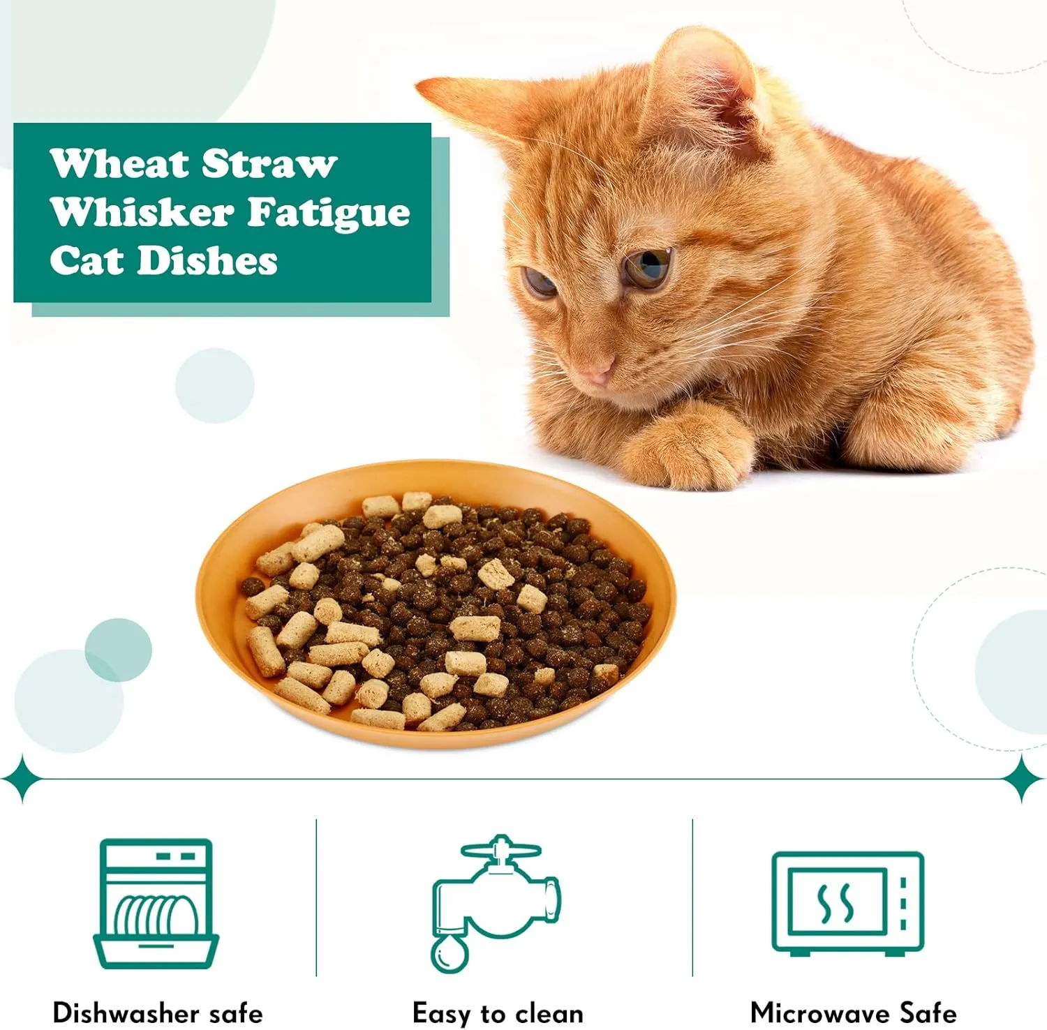 Gerrii 24 Pieces Whisker Fatigue Relief Cat Bowl 6 Inch Shallow Cat Food Dish Stray Dog Wet Feeding Bowls Wide and Small Pet Plates for Kittens and Short Legged Kittens, Wheat Straw(Elegant Color)