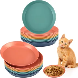 Gerrii 24 Pieces Whisker Fatigue Relief Cat Bowl 6 Inch Shallow Cat Food Dish Stray Dog Wet Feeding Bowls Wide and Small Pet Plates for Kittens and Short Legged Kittens, Wheat Straw(Elegant Color)