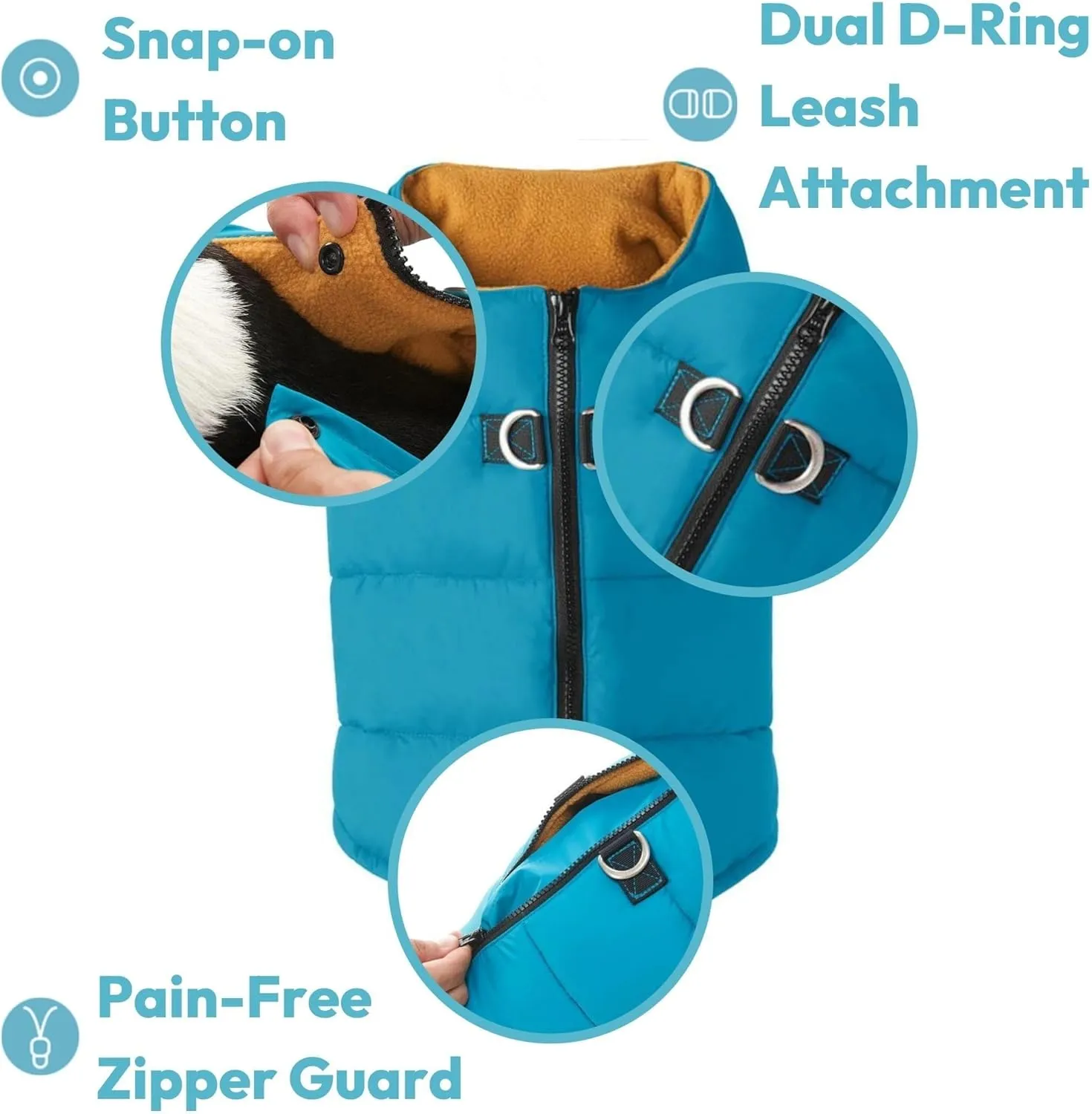Gooby Padded Vest Dog Jacket - Solid Red, X-Small - Warm Zip Up Vest Fleece Jacket with Dual D Ring Leash - Water Resistant Sweater - Clothes for Small and Medium Dogs