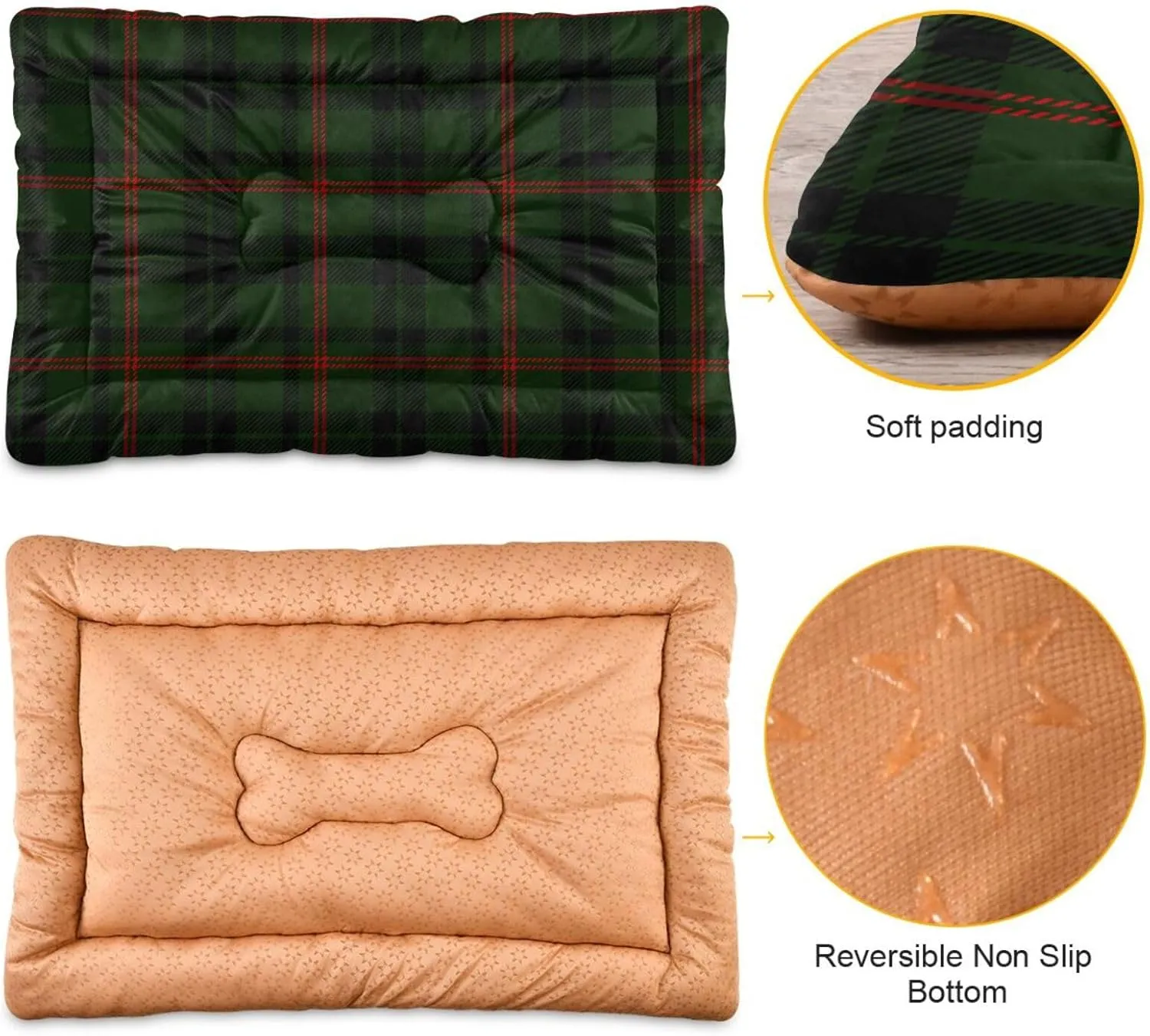 GuoChe Black Red Plaid Sleeping Beds for Dogs Cats Soft Warm Dog Mat Heated Pet Bed for Large Medium Small Pets
