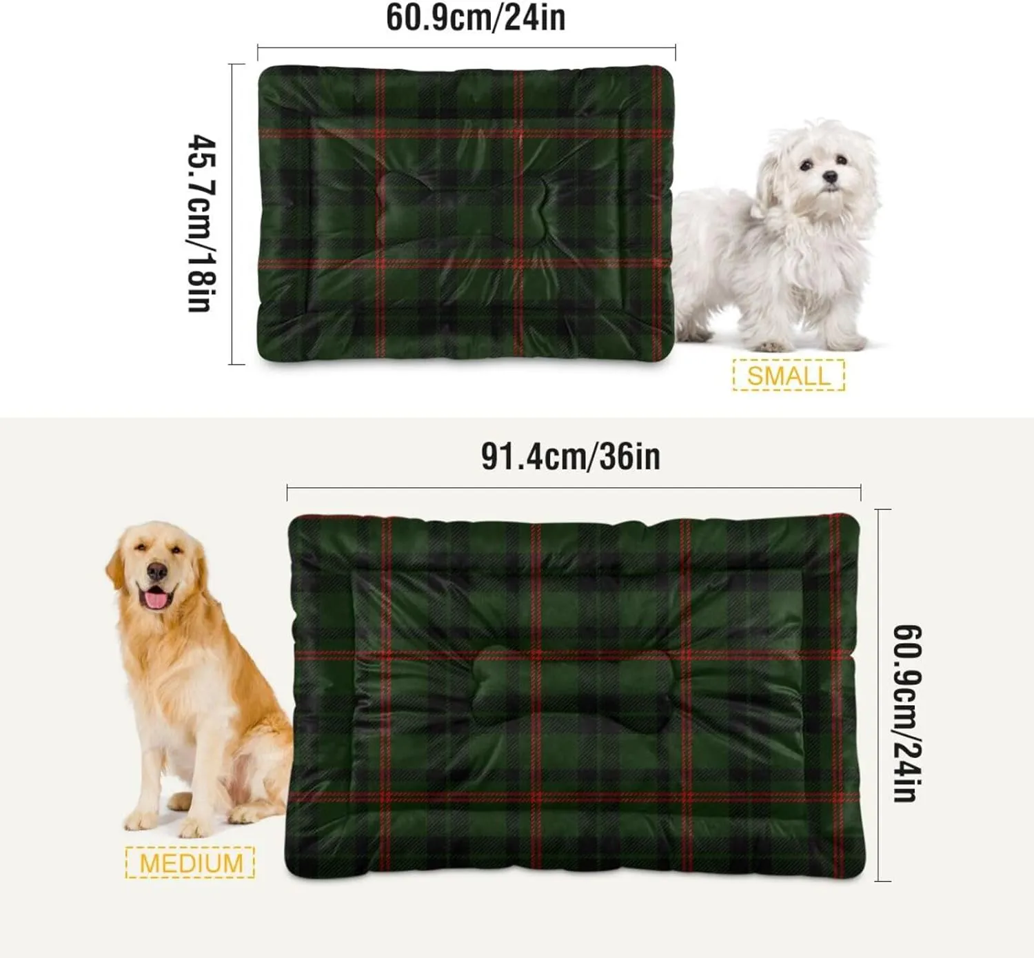 GuoChe Black Red Plaid Sleeping Beds for Dogs Cats Soft Warm Dog Mat Heated Pet Bed for Large Medium Small Pets