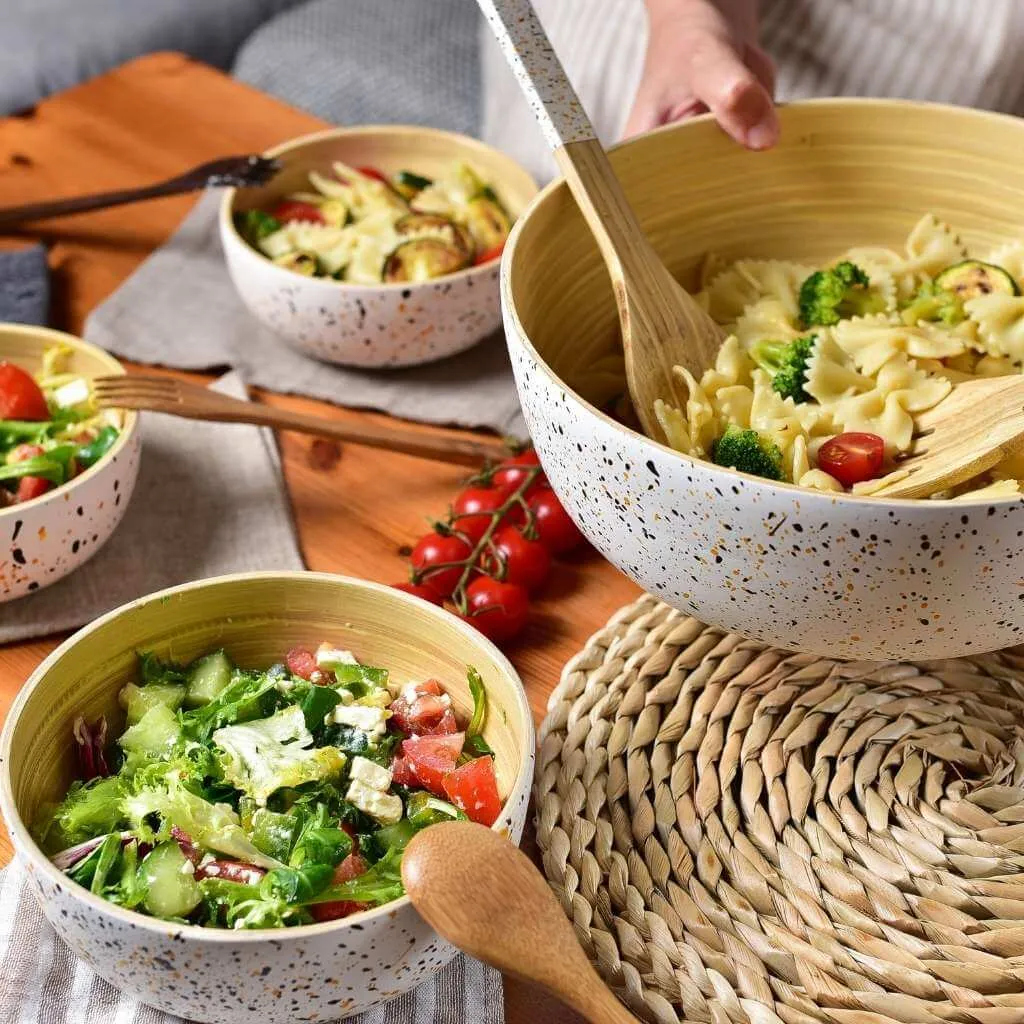 Handcrafted Extra Large Salad Bowl, Organic Bamboo, 28cm