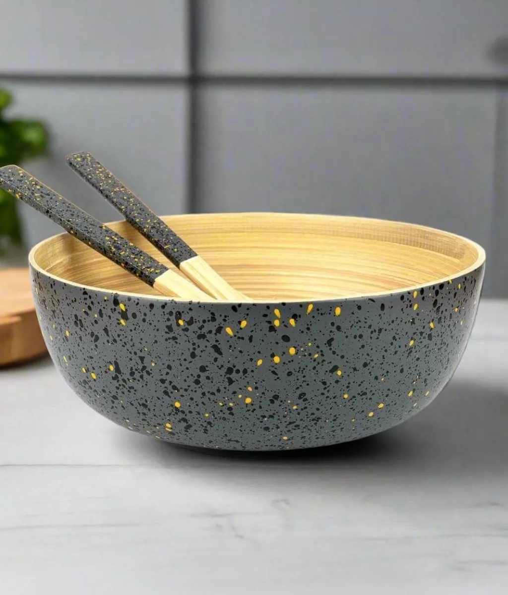 Handcrafted Extra Large Salad Bowl, Organic Bamboo, 28cm