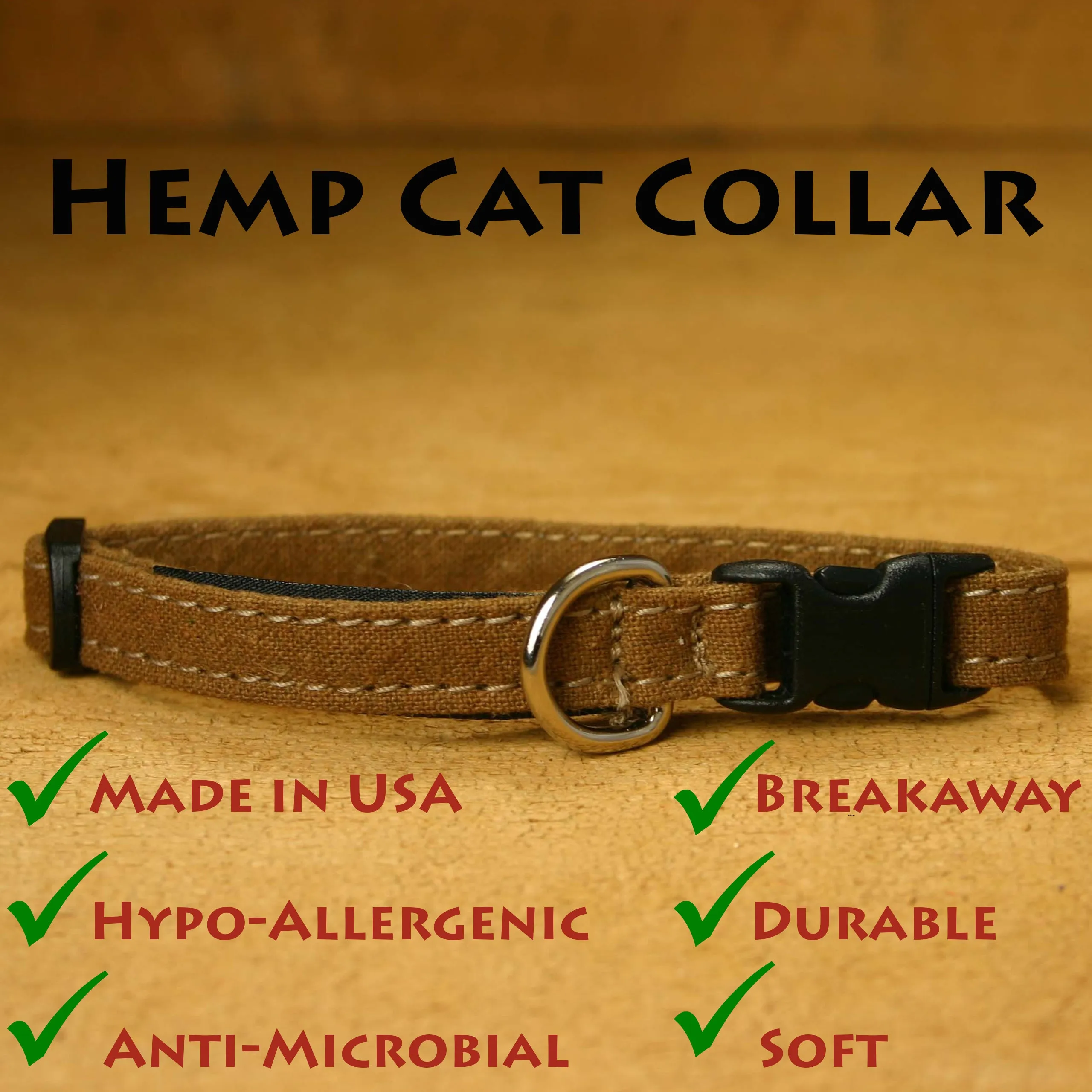Hemp Cat Collar Bronze