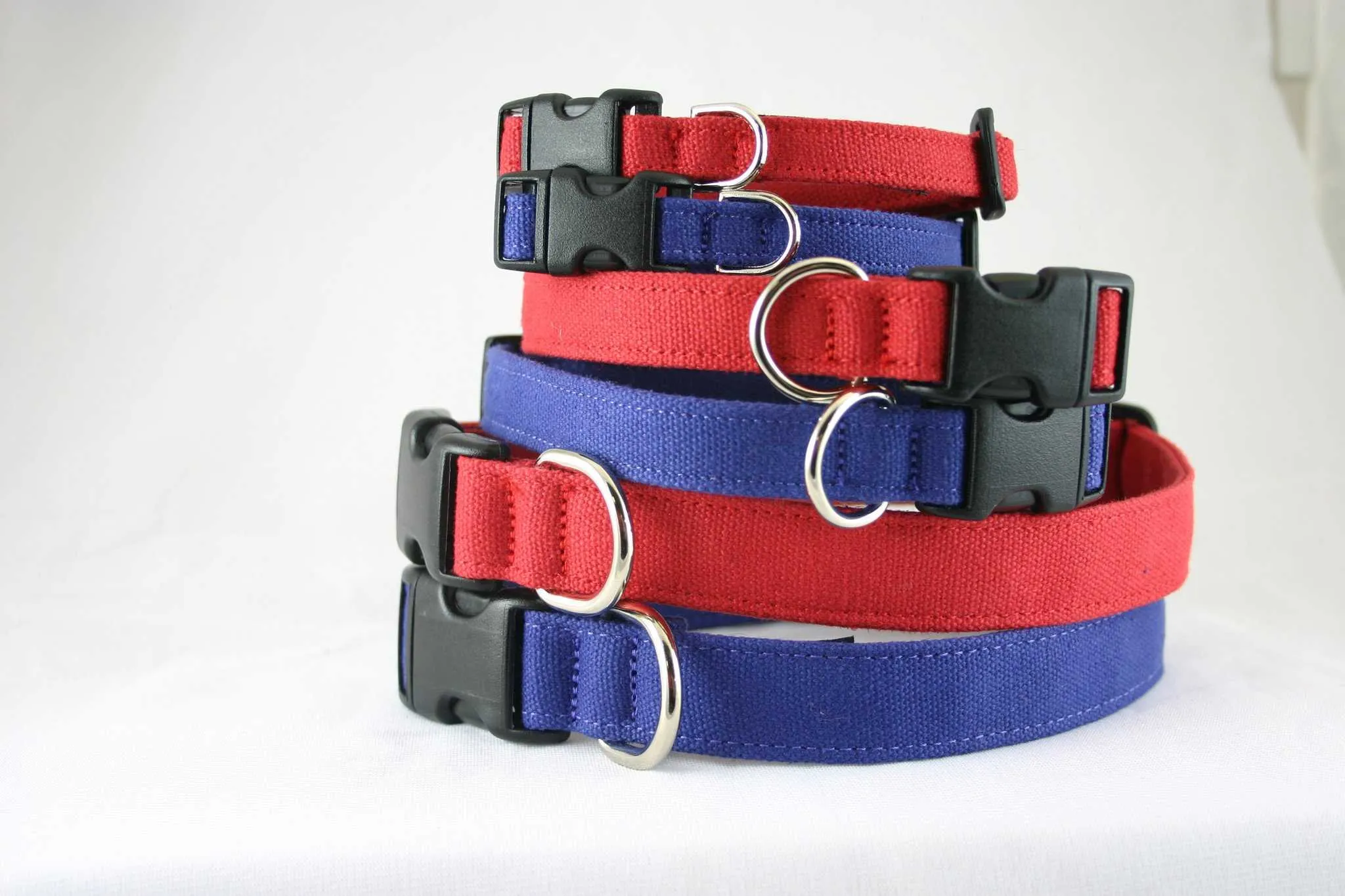 Hemp Dog Collar Basic Canvas Blue