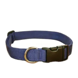 Hemp Dog Collar Basic Canvas Blue