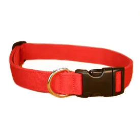 Hemp Dog Collar Basic Canvas Red