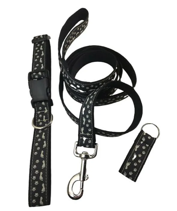 Hemp Dog Collar/Leash/KeyChain Combination Best Friends  (Color Black)