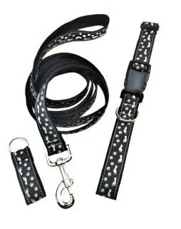 Hemp Dog Collar/Leash/KeyChain Combination Best Friends  (Color Black)