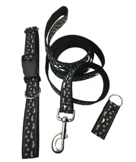 Hemp Dog Collar/Leash/KeyChain Combination Best Friends  (Color Black)