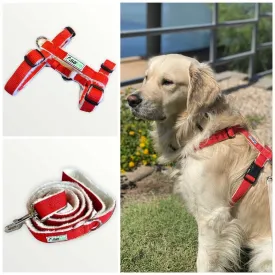Hemp Dog Harness and Leash Set - Red