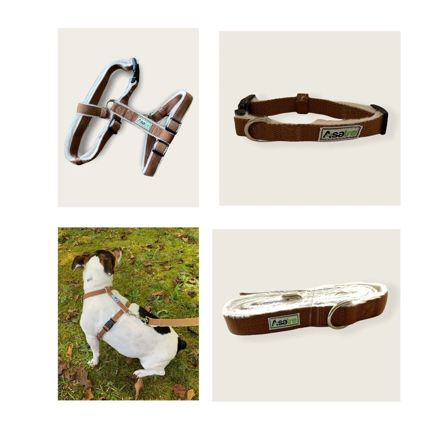 Hemp Dog Harness, Collar, and Leash Set - Chocolate Brown