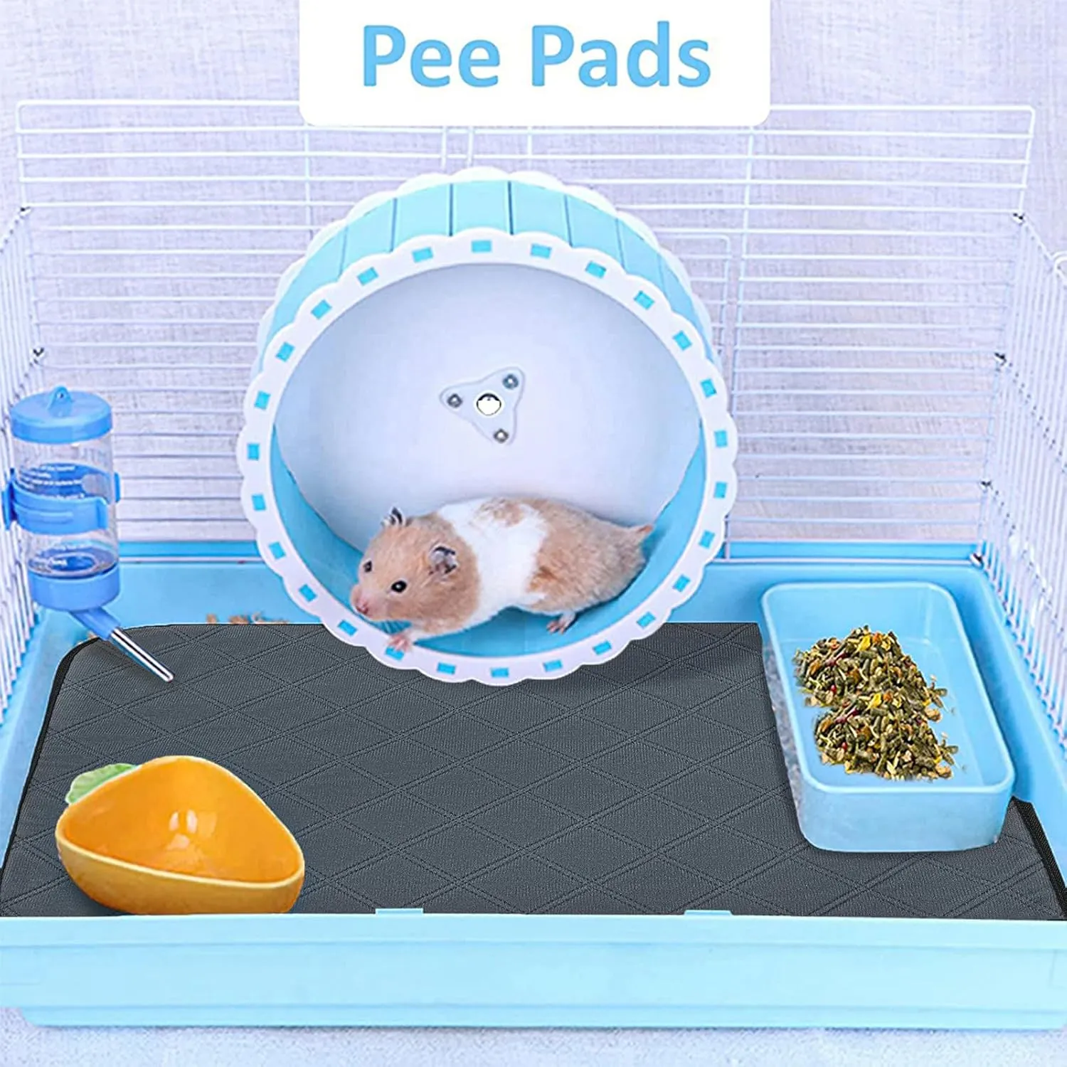 HERCOCCI Guinea Pig Cage Liners, Washable Guinea Pig Bedding Super Absorbent Guinea Pig Pee Pads Anti Slip Mat for Rabbit Hamster Rat Chinchilla (2 Pack - 19.6 x 13.7)