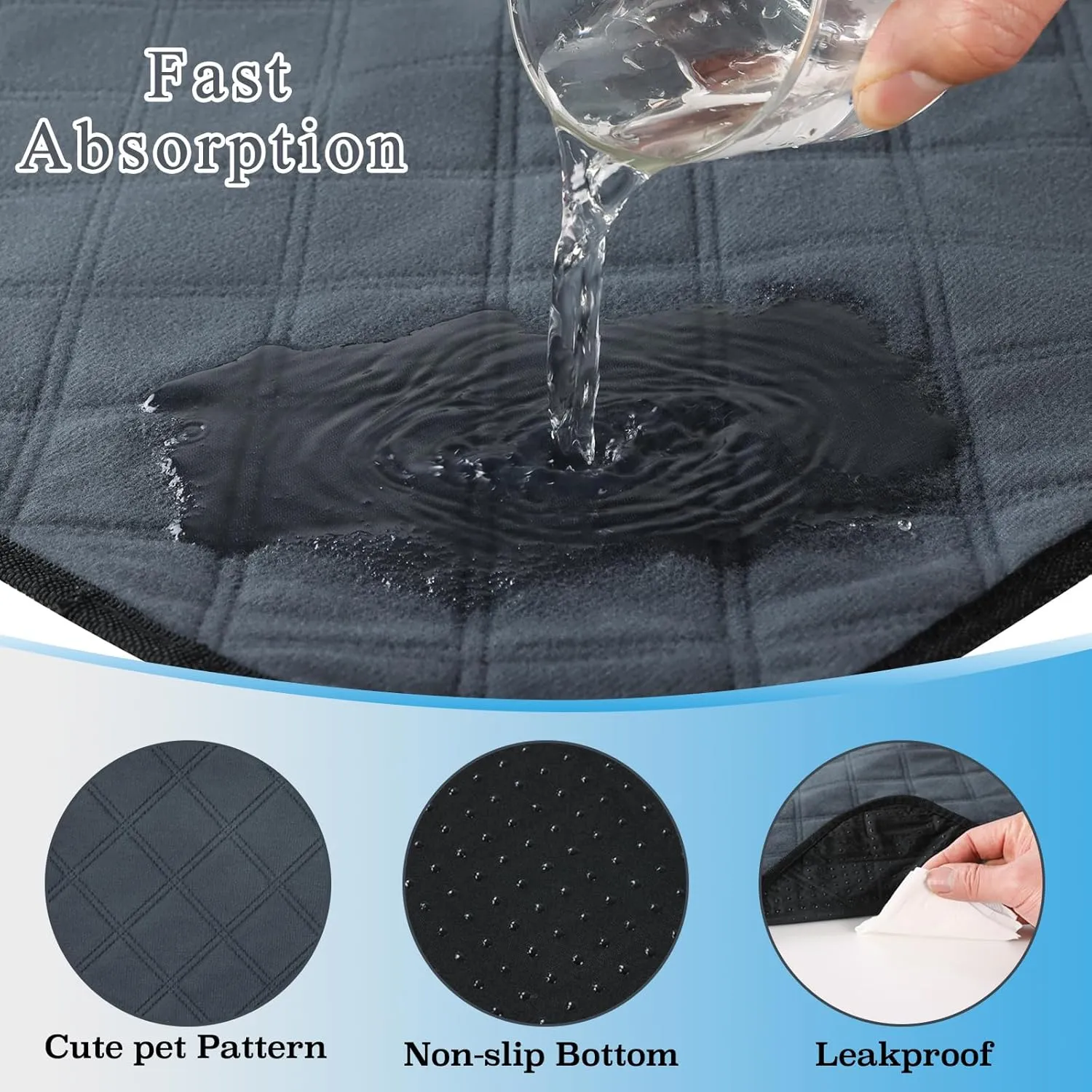 HERCOCCI Guinea Pig Cage Liners, Washable Guinea Pig Bedding Super Absorbent Guinea Pig Pee Pads Anti Slip Mat for Rabbit Hamster Rat Chinchilla (2 Pack - 19.6 x 13.7)