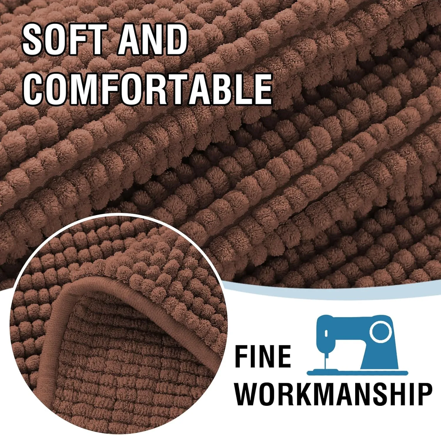H.VERSAILTEX Plush Chenille Dog Bed Cover Thick Soft Sofa Cover for 3 Cushion Couch Anti Slip Couch Cover Furniture Protector for Dog, Pet, Cat (35" x 82", Caramel)
