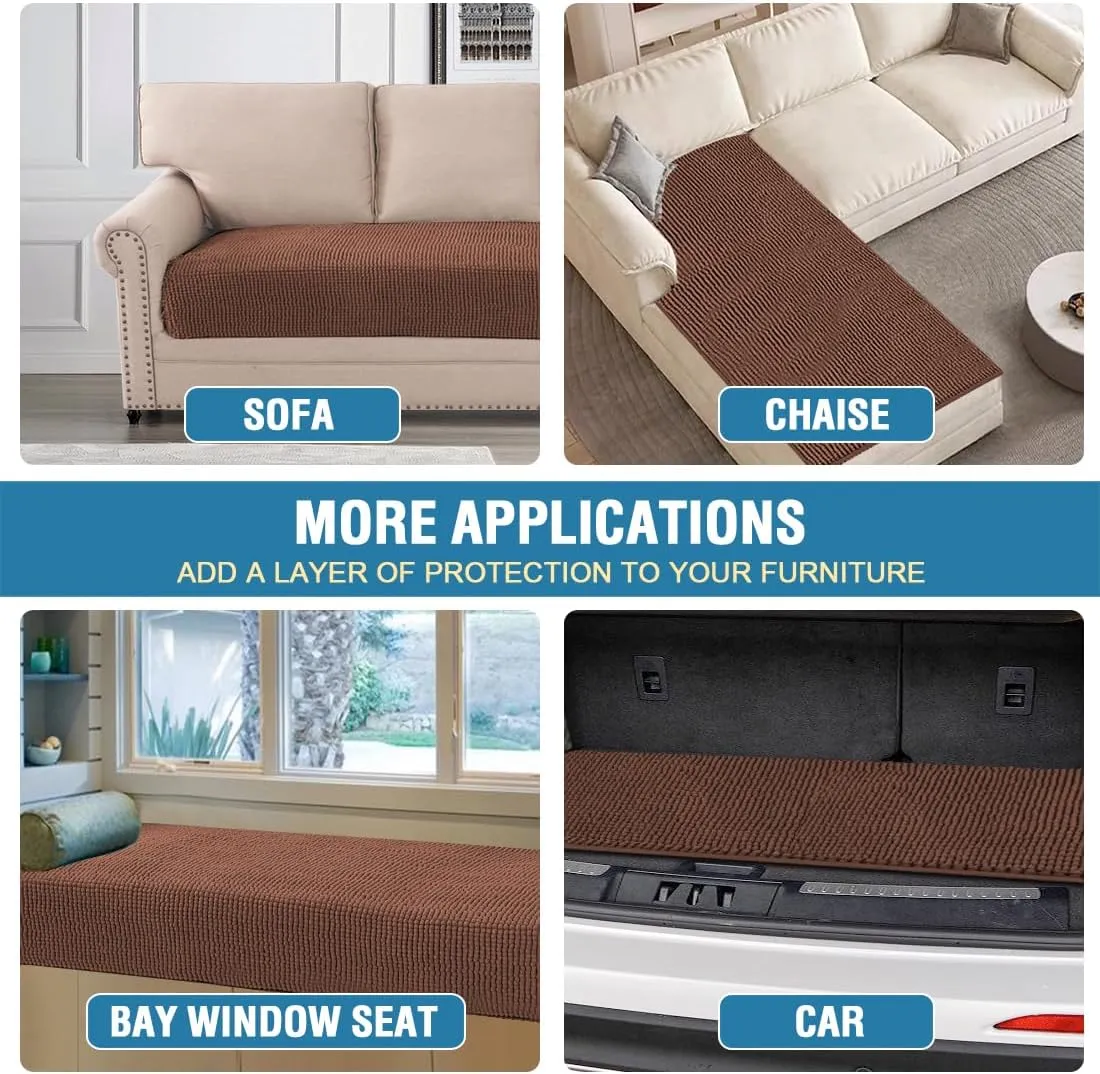 H.VERSAILTEX Plush Chenille Dog Bed Cover Thick Soft Sofa Cover for 3 Cushion Couch Anti Slip Couch Cover Furniture Protector for Dog, Pet, Cat (35" x 82", Caramel)