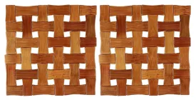 Kuber Industries 2 Pieces Bamboo Tea Coaster Set (Wooden)-CTKTC14500