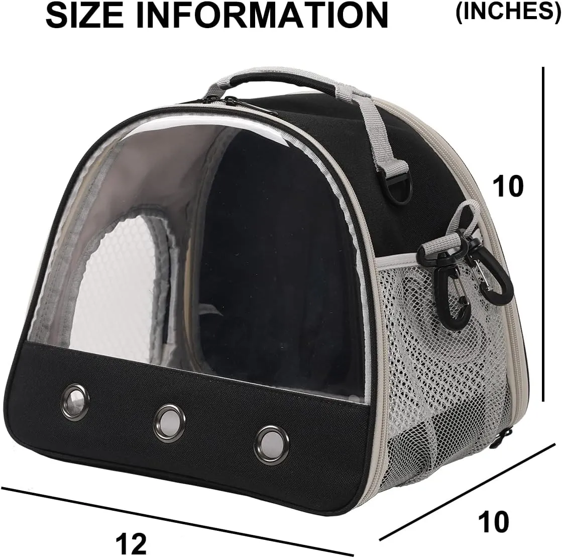 Leopard Gecko Portable Carrier with Leather Harness and Leash Set,Small Animal Travel Cage with Transparent Window,Lizard Carrier for Hamster Rabbit Gerbil Hedgehog Sugar Glider