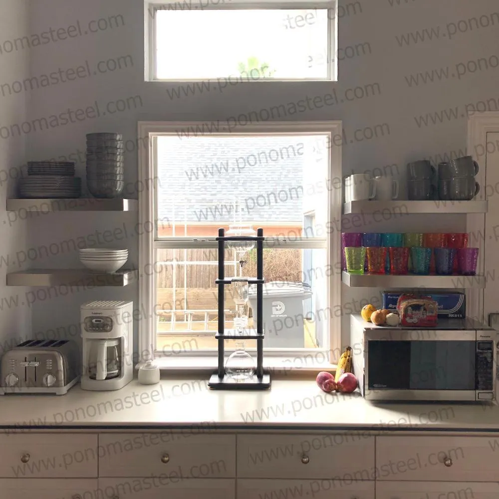 Metal shelves 88"- 92" (cm. 223.5- 233.7) made-to-order floating shelves Ponoma®
