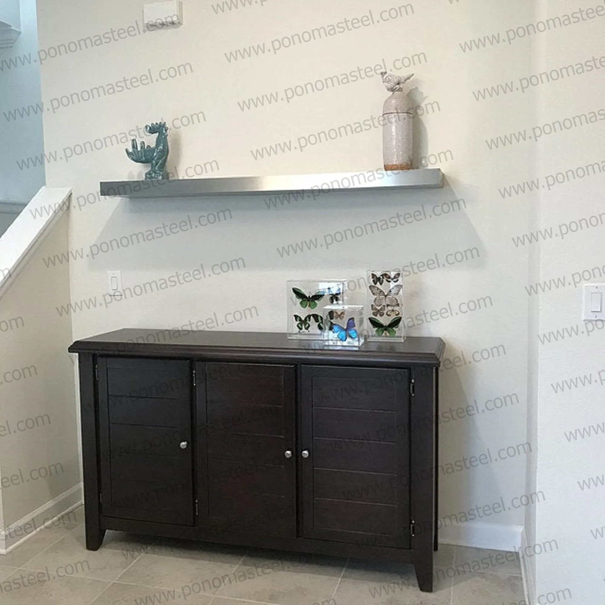 Metal shelves 88"- 92" (cm. 223.5- 233.7) made-to-order floating shelves Ponoma®