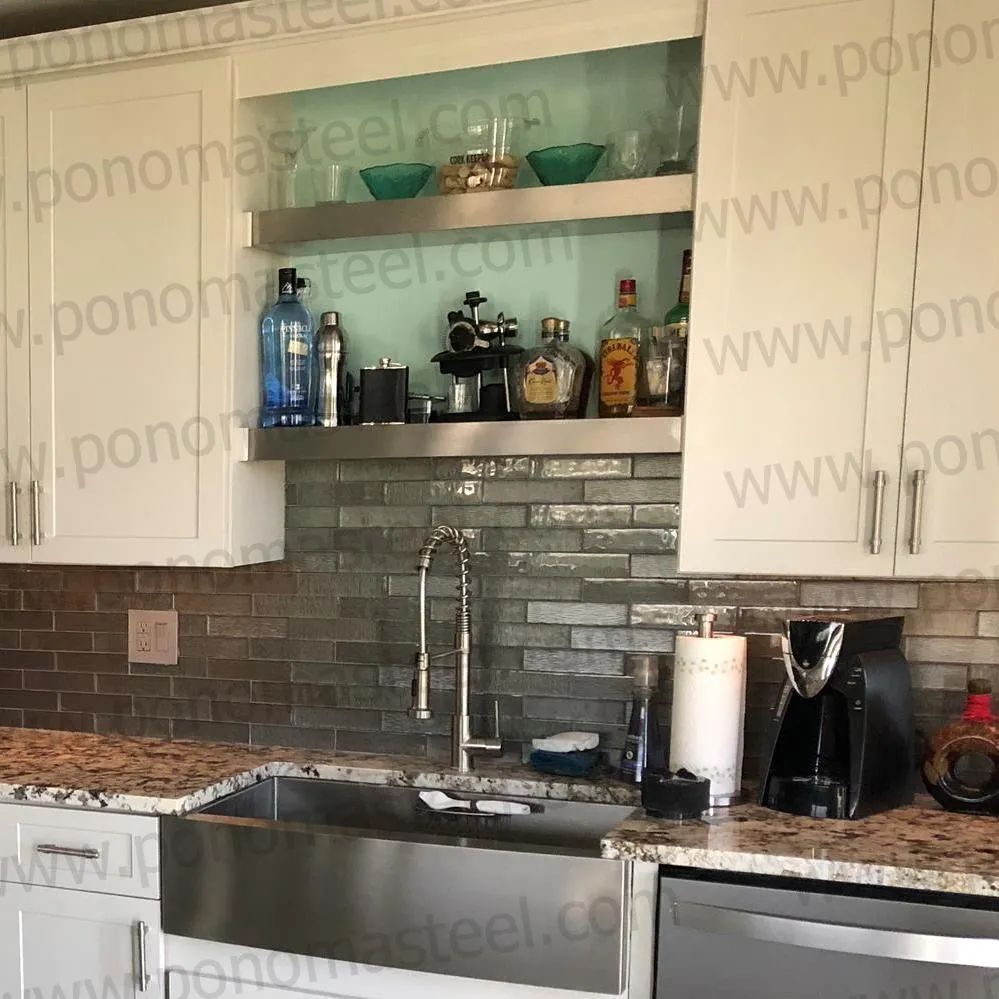 Metal shelves 88"- 92" (cm. 223.5- 233.7) made-to-order floating shelves Ponoma®