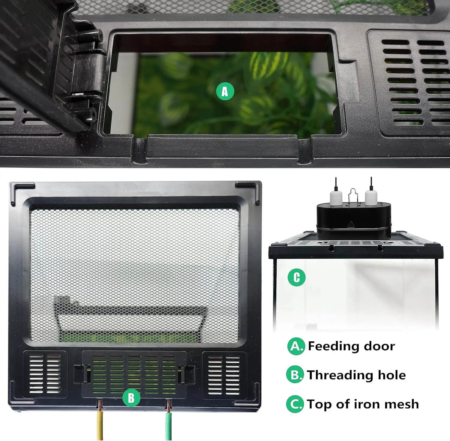 Mini Reptile Glass Terrarium Tank 8"x8"x12 Full View with Front Opening Door and Enclosure Habitat Cage for Leopard Gecko Tarantula Young Lizard Hermit Crab Frog Insects Breeding Tank