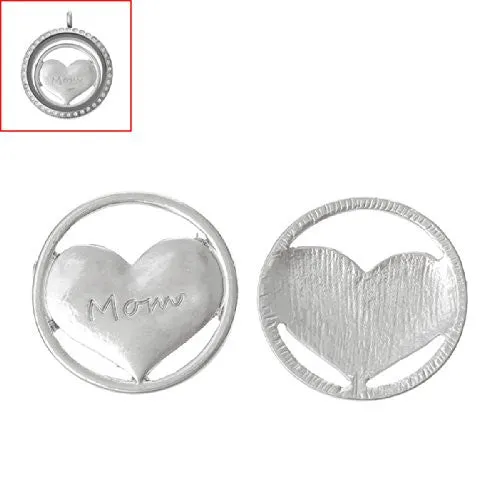 Mom Heart Floating Charms Dish Plate for Glass Locket Pendants and Floating