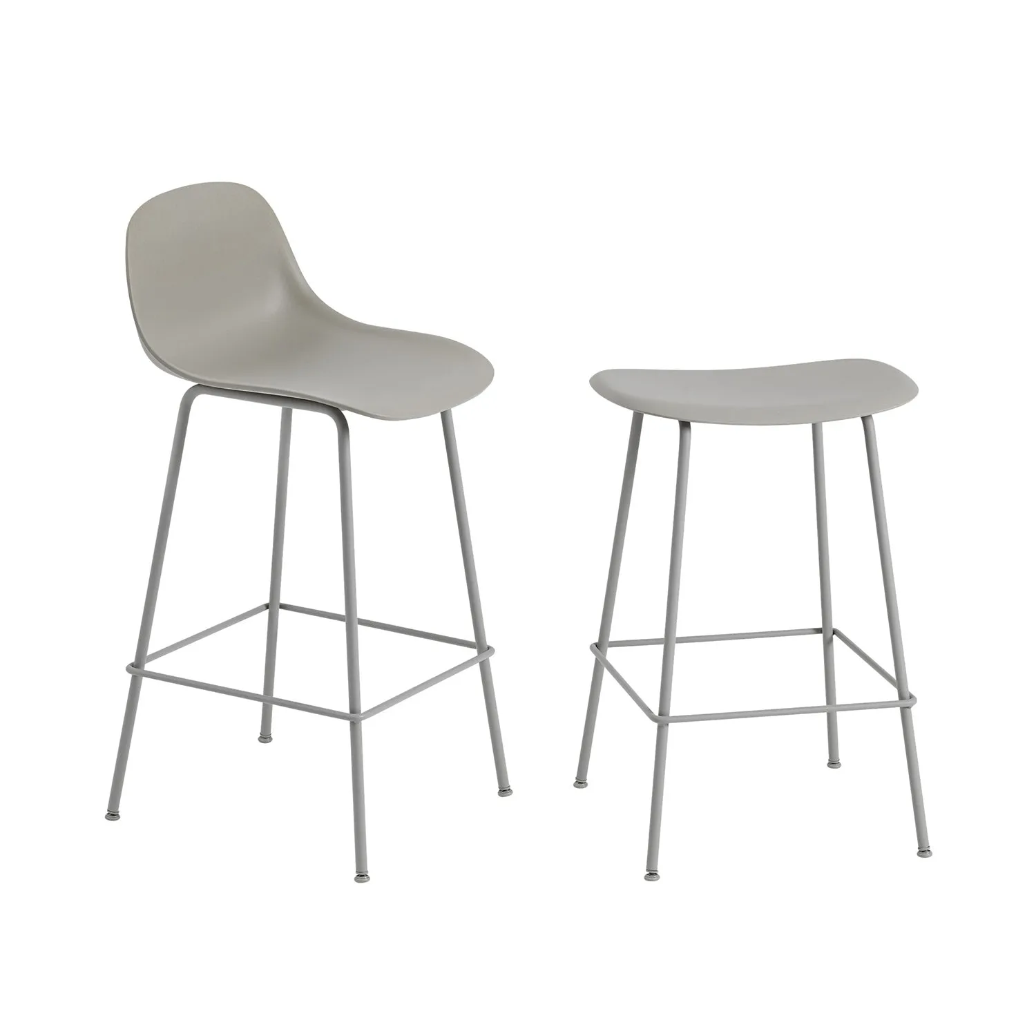 muuto | fiber counter stool | tube base | grey recycled   grey