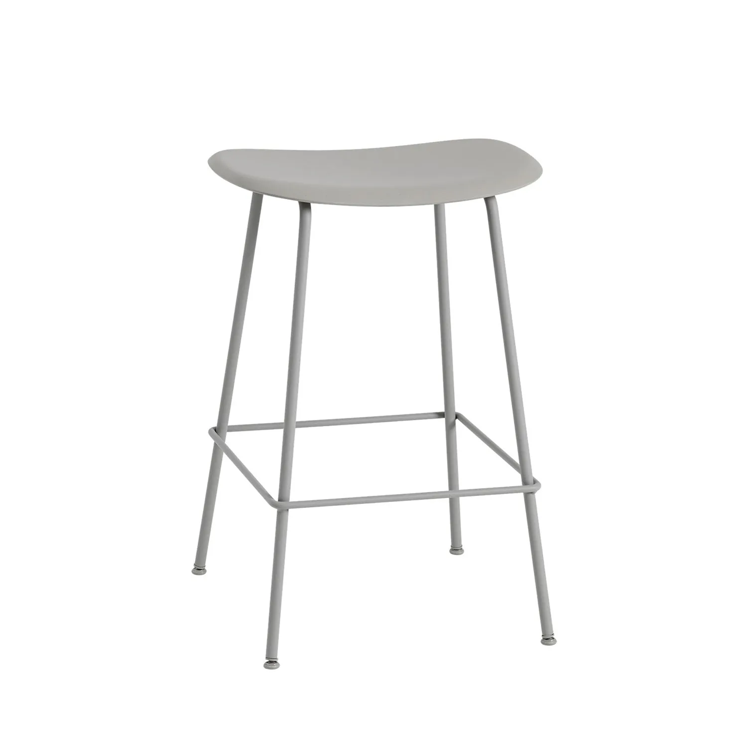 muuto | fiber counter stool | tube base | grey recycled   grey
