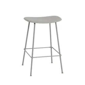 muuto | fiber counter stool | tube base | grey recycled   grey