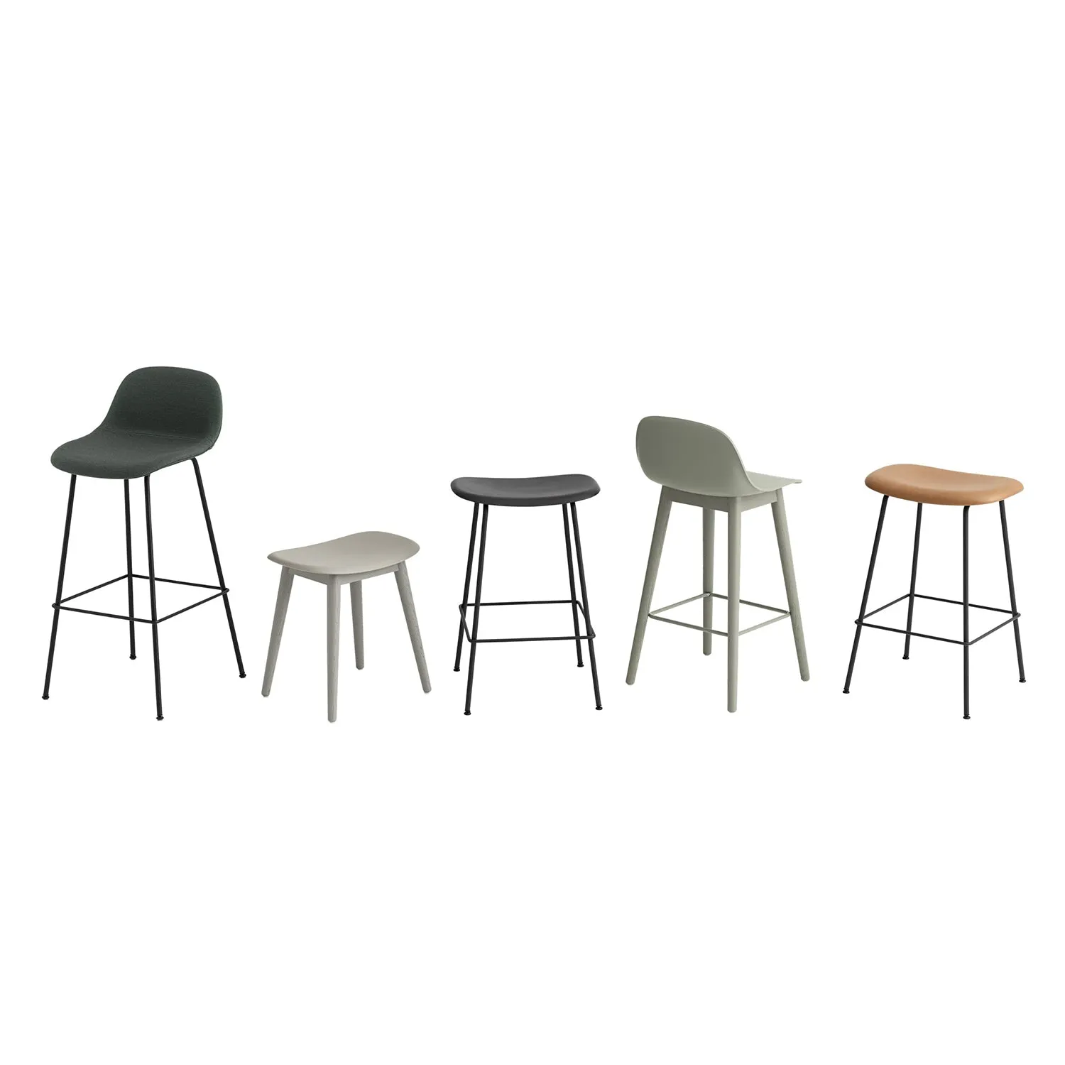 muuto | fiber counter stool | tube base | grey recycled   grey