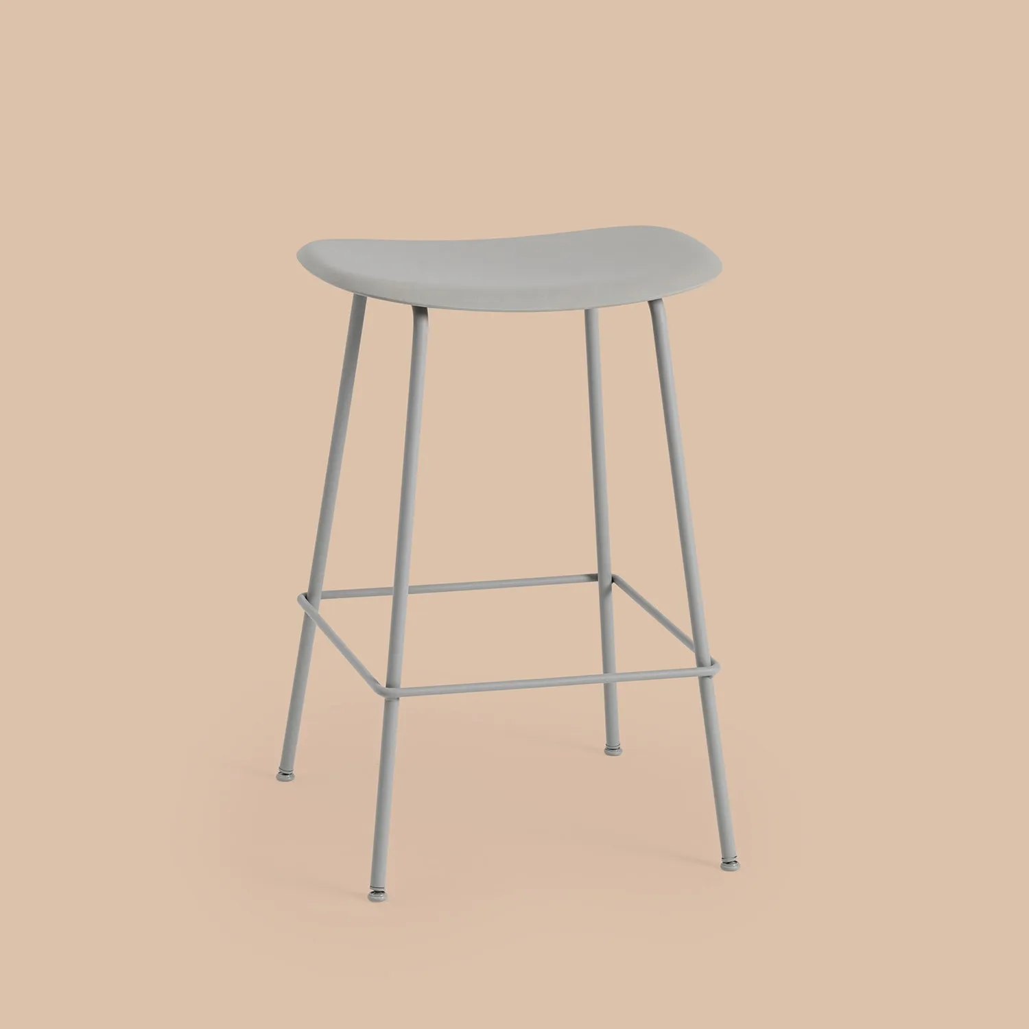 muuto | fiber counter stool | tube base | grey recycled   grey