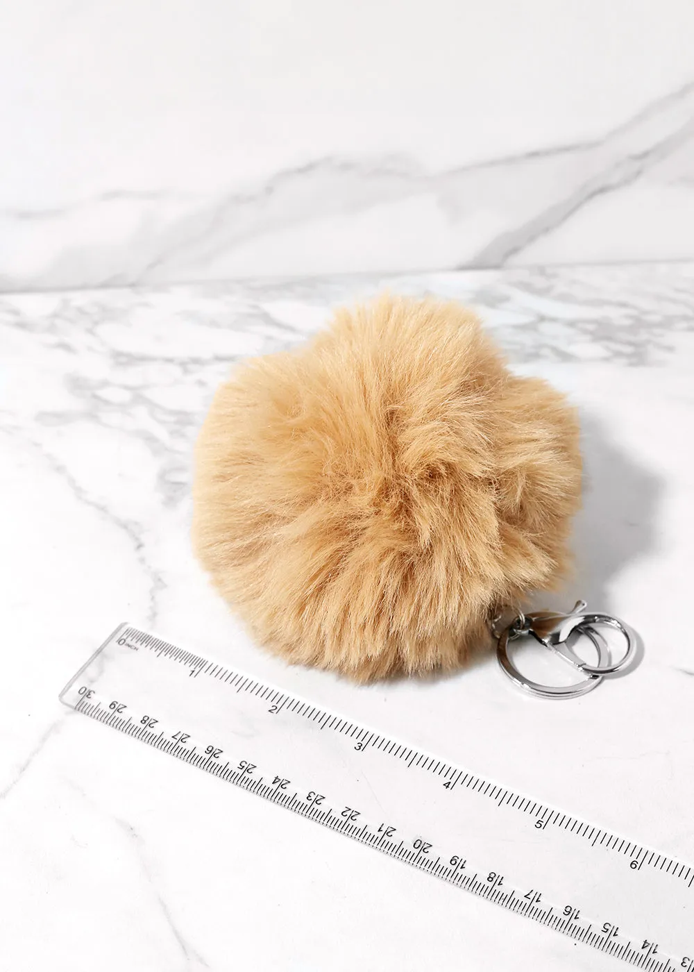 Neutral Faux Fur Pom Pom Keychain